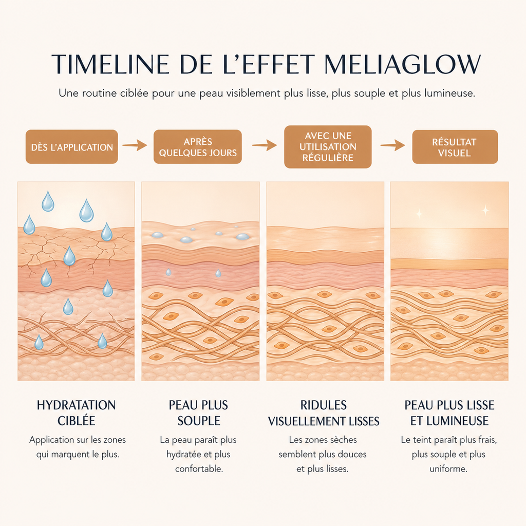 MeliaGlow™ — Peau plus lisse, plus fraîche, plus lumineuse, sans injection